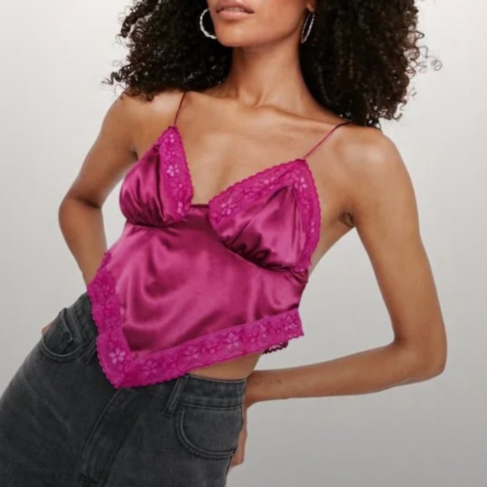 NWT Pink Nasty Gal Handkerchief Crop Top Size 2